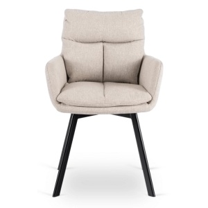 SET 4 SCAUNE ROTATIVE, ARTIM MEBLE, REALIZAT DIN MATERIAL TEXTIL BEJ SI CADRUL DIN METAL, STIL MODERN - Img 6