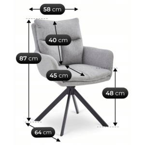 SET 4 SCAUNE ROTATIVE, ARTIM MEBLE, REALIZAT DIN MATERIAL TEXTIL GRI SI METAL, STIL MODERN - Img 7