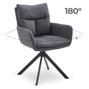 SET 4 SCAUNE ROTATIVE, ARTIM MEBLE, REALIZAT DIN MATERIAL TEXTIL GRI INCHIS SI METAL, STIL MODERN - Img 11