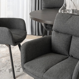 SET 4 SCAUNE ROTATIVE, ARTIM MEBLE, REALIZAT DIN MATERIAL TEXTIL GRI INCHIS SI CADRUL DIN METAL, STIL MODERN - Img 3