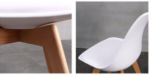 SET DE 4 SCAUNE VEYRON TUY ALB DIN LEMN SI PIELE ECO STIL SCANDINAV
