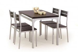 SET DINING - MASA MALCOLM, 110 CM+ 4 SCAUNE, WENGE/CROM, STIL CLASIC