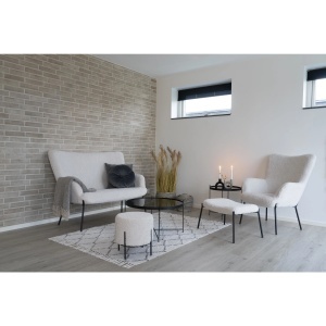 SET FOTOLIU DE RELAXARE SI TABURET GLAGOW, DIN METAL SI TEXTIL BOUCLE, CULOARE ALB, HOUSE NORDIC - Img 5