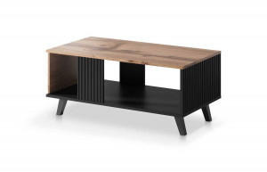 SET LIVING RANDOM, STEJAR WOTAN/NEGRU, DIN MDF FURNIRUIT, POLIPROPILENA SI METAL, STIL MODERN, HALMAR - Img 2