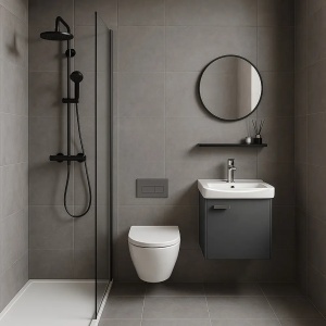 SET MOBILIER DE BAIE CU LAVOAR, OGLINDA, MOLLY 40CM, GRI, JUST IN COLLECTION - Img 6