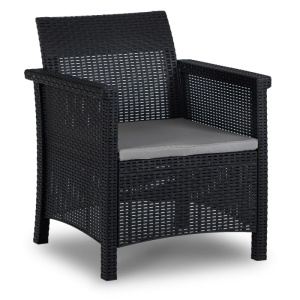 SET MOBILIER DE GRADINA/TERASA, BRENTA, ARTIM MEBLE, DIN TEHNORATAN, CULOARE NEAGRA/GRI - Img 5