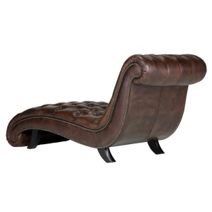 SEZLONG CHESTERFIELD 175CM, DIN LEMN SI PIELE NATURALA, CULOARE MARO, ARTIM SELECTION - Img 7