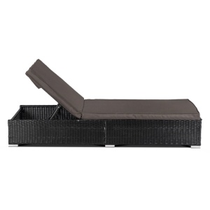 SEZLONG PLAJA, ARTIM MEBLE, REALIZAT DIN TEHNORATAN SI TEXTIL, CULOARE NEGRU/MARO, STIL MODERN - Img 3
