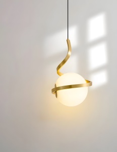SFERĂ DE STICLĂ SPIRALĂ LAMPĂ SUSPENDATĂ APP1733-1CP AUR - Img 2