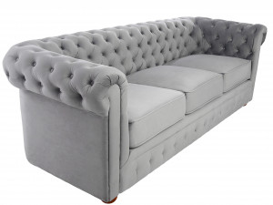SOFA CHESTERFIELD 220CM GRI DESCHIS DIN STOFA DE LUX DESIGN DEOSEBIT