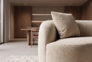 SOFA DEOSEBITA ATELIER 3 LOCURI 230CM, REALIZATA DIN LEMN MASIV SI CATIFEA, CULOARE BEJ, INVICTA INTERIOR - Img 8