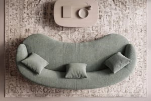 SOFA DEOSEBITA ATELIER 3 LOCURI 230CM, REALIZATA DIN LEMN MASIV SI TEXTIL BOUCLE, CULOARE VERDE GRI, INVICTA INTERIOR - Img 8