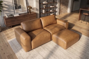 SOFA ELEGANTA DE BIROU BIG GEORGE 245CM, PENTRU 3 LOCURI, REALIZAT DIN LEMN SI PIELE ECO, CULOARE MARO, INVICTA INTERIOR - Img 8