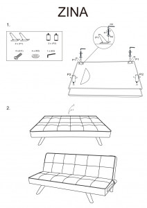 SOFA EXTENSIBILA ZINA GRI TAP.140/FAG DIN TEXTIL SI PICIOARE DIN LEMN STIL MODERN SIGNAL - Img 4