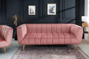 SOFA MODERNA 225CM, TEXTIL FIN( CATIFEA), ROZ/AURIU, DESIGN EXCLUSIVIST, ARTIM GROUP SELECTION - Img 1