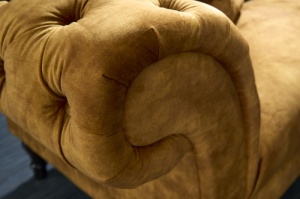 SOFA, STIL CHESTERFIELD, 225CM, TEXTIL FIN( CATIFEA) GALBEN MUSTAR, ARTIM GROUP SELECTION - Img 5