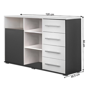 STOC 1 BUC!!! COMODA CU SERTARE, MASIMO, ALB/GRI 120CM, MDF, DESIGN MODERN - Img 2