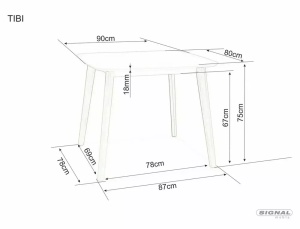 STOC 1 buc !!! MASA LIVING/DINING TIBI, 90 CM, ALB/STEJAR, BLAT DIN MDF SI PICIOARE DIN LEMN, STIL MODERN - Img 3
