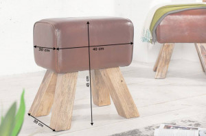 STOC 1 BUC!!! TABURET DIN PIELE NATURALA BOCK II 36268, DESIGN VINTAGE - Img 4