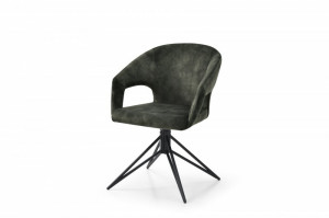 STOC 2 BUC!!! SCAUN ROTATIV PIVOTANT, ETERNITY, TAPITERIE CATIFEA VERDE INCHIS, DESIGN RETRO