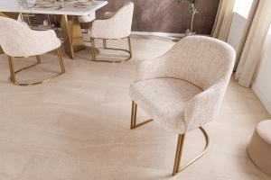 STOC 2 SETURI!!!!! SET 2 SCAUNE, EXTRAVAGANCIA, DIN TEXTIL CHENILLE BEJ SI CADRUL DIN METAL, ARTIM GROUP SELECTION - Img 7