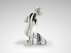 STOC!!! DECORATIUNE, DAMA, IN ALB/NEGRU, 56CM, STIL EXCLUSIVIST, COD 698139 - Img 4