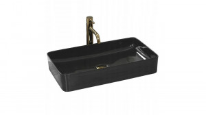 STOC!!! LAVOAR REA CERAMIC DENIS, SLIM, NEGRU, 61CM, MONTAJ PE BLAT, CALITATE SUPERIOARA - Img 2