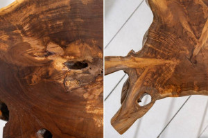 STOC!!! MASUTA DE CAFEA, WILD, 50CM, DIN LEMN MASIV DE TEC, DESIGN RUSTIC - Img 8