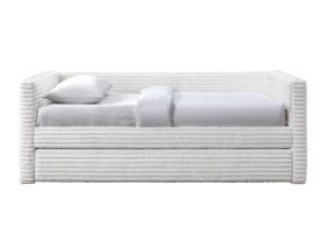 STOC!!!! PAT DIVAN ALABAMA CREM, FARA SALTEA, 90X200 CM,CONFECTIONAT DIN TEXTIL SI LEMN, STIL MODERN - Img 4