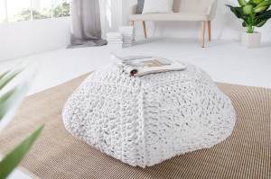 TABURET ALB DIN BUMBAC TRICOTAT MANUAL COSY IV 37752 - Img 3