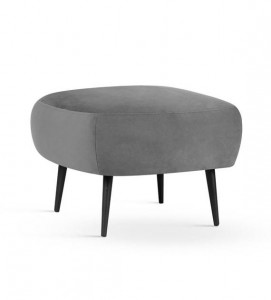 TABURET BUENO, GRI/NEGRU, TAPITERIE DIN CATIFEA SI PICIOARE DIN METAL, STIL MODERN