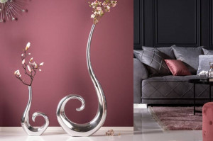 VAS DECORATIV, WAVE 106CM, METAL ARGINTIU, COD 8842, DESIGN MODERN - Img 3