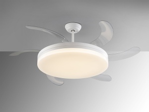 VENTILATOR VENTO, CU TELECOMANDA, 55 CM, ALB MAT/TRANSPARENT, DIN METAL SI ACRIL, STIL MODERN - Img 3
