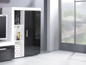 VITRINA LIVING SAMBA REG3 ALB/NEGRU DESIGN MODERN CM