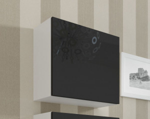 VITRINA LIVING VIGO KWADRAT ALB/NEGRU DESIGN MODERN CM