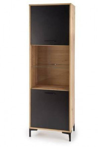 VITRINA RAVEN W-1, STEJAR ARTIZANAL/NEGRU, STIL SCANDINAV, HALMAR