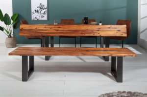 BANCA 200CM, DIN LEMN MASIV DE SALCAM, NATURAL/ANTRACIT, GENESIS, DESIGN VINTAGE - Img 2