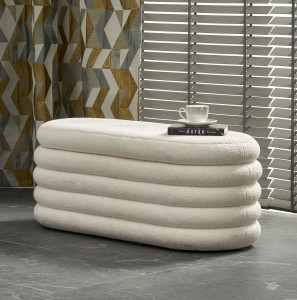 BANCHETA CU SPATIU DE DEPOZITARE BLISS, CREM, TAPITERIE BOUCLE, STIL MODERN
