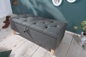 BANCUTA, CASTLE 100CM, COD 40410, DIN LEMN SI TEXTIL, STIL RUSTIC - Img 1