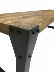 BANCUTA, FACTORY 160CM, COD 40547, DIN LEMN MANGO SI METAL, DESIGN RETRO - Img 3