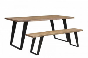 BANCUTA, ORGANIC ARTWORK 155CM, LEMN MASIV/ METAL, COD 43365, DESIGN INDUSTRIAL - Img 4