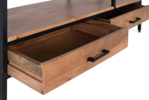 BIBLIOTECA AVELA 115CM, REALIZATA DIN LEMN DE MANGO SI METAL, CULOARE NEGRU/NATUR, GINER Y COLOMER - Img 5