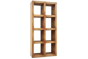 BIBLIOTECA LIVING MAKASSAR 180CM, 8 COMPARTIMENTE, REALIZATA DIN LEMN DE MANGO, CULOARE MARO NATUR