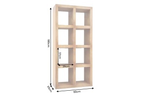 BIBLIOTECA LIVING MAKASSAR 180CM, 8 COMPARTIMENTE, REALIZATA DIN LEMN DE MANGO, CULOARE MARO NATUR - Img 11