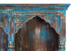 BIBLIOTECA OLEANDER 170CM, REALIZATA DIN LEMN DE MANGO SI METAL, CULOARE ALBASTRU ANTICHIZAT, GINER Y COLOMER - Img 4