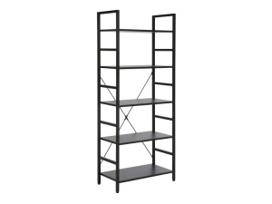 BIBLIOTECA/RAFT LOFT R5, NEGRU/NEGRU MAT, DIN PAL LAMINAT SI METAL, STIL MODERN