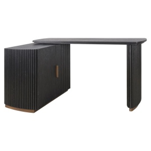 BIROU CAMBON CU 2 USI, CONFECTIONAT DIN METAL, LEMN DE STEJAR SI FURNIR DE STEJAR, STIL MODERN - Img 4