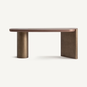 BIROU EXCLUSIVIST LAUSANA 182CM, DIN FURNIR DE NUC, MDF SI METAL CULOARE CUPRU, STIL ART DECO, VICAL HOME