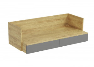 BIROU MODULAR MOBIUS 2S, GRI/NATUR, 110 CM, DIN PAL MELAMINAT, STIL MODERN