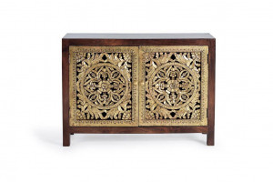 BUFET 110CM, MARO/AURIU, DIN LEMN DE MANGO SCULPTAT, GINER Y COLOMER